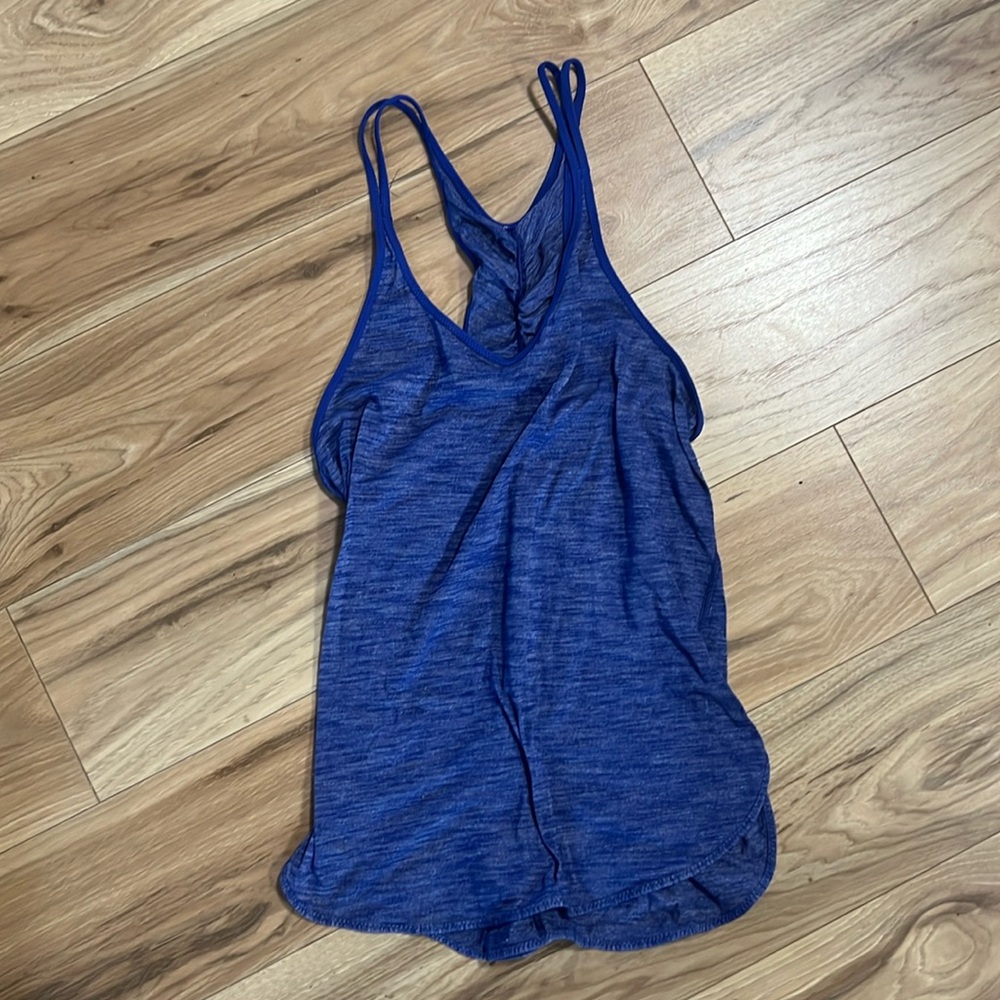 Lululemon racerback tank top with scrunch back blue spaghetti straps